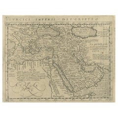 Antique Very Old Detailed Map of the Turkish Empire, Centering on Arabia, 1617