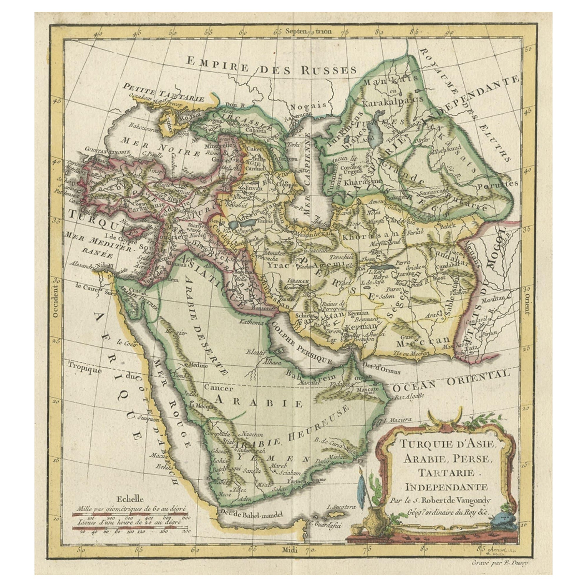 Carte ancienne représentant la Turquie, la Perse, l'Égypte et les mers noires, 1778 en vente