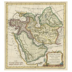 Antique Old Map Depicting Turkey, Persia, Arab and Black Sea Etc, 1778