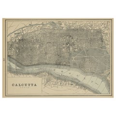 Old Map of Calcutta, India, Verso Egypt, Arabia, Upper Nubia & Abyssinia, 1893
