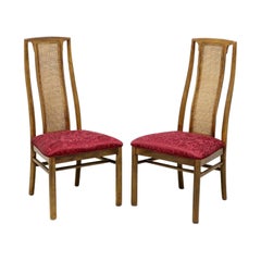 DREXEL HERITAGE Campaign Style Dining Side Chairs w/ Caned Backs - Pair