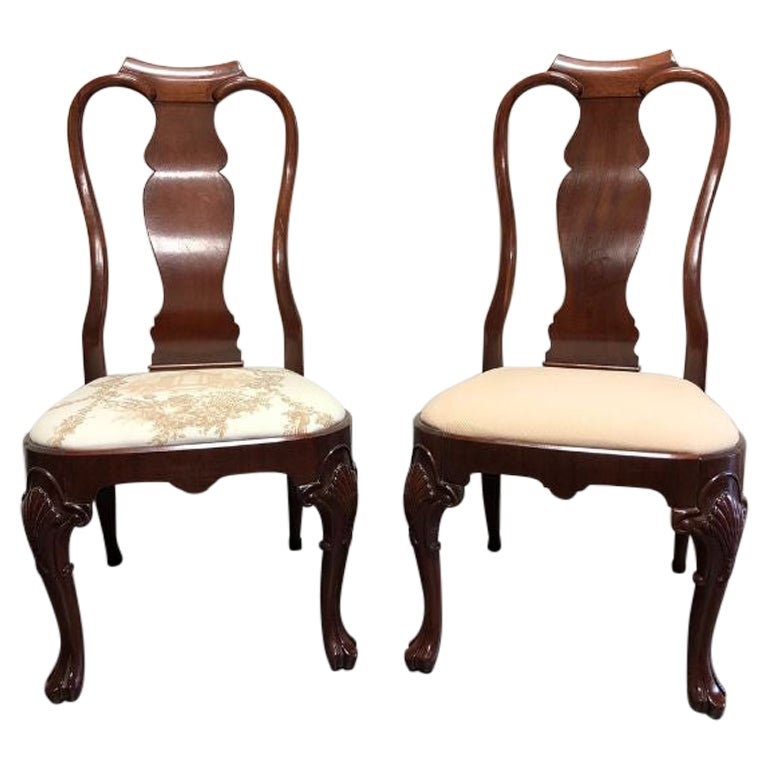 Solid Mahogany Queen Anne Dining Side Chairs - Pair C
