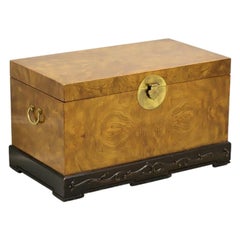 Vintage Asian Influenced Campaign Style Burlwood Trunk