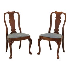 Vintage HICKORY CHAIR Solid Mahogany Queen Anne Style Dining Side Chairs - Pair A