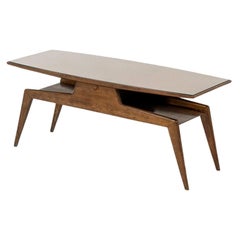 Rare Coffee Table Attr. to Gio Ponti in Walnut Wood and Glass