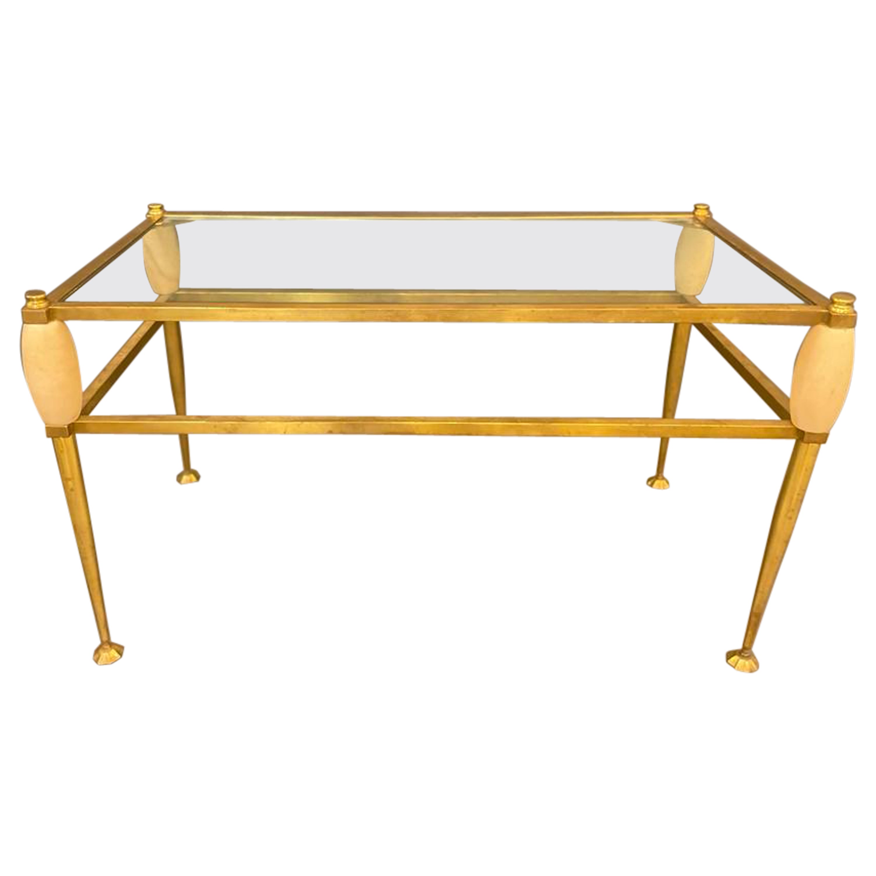 Coffee Table in Brass and Marble Decorations