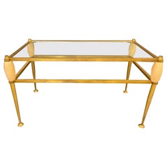 Coffee Table in Brass and Marble Decorations
