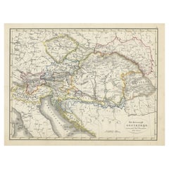 Original Antique Map of Austria from an Old Dutch School Atlas, 1852