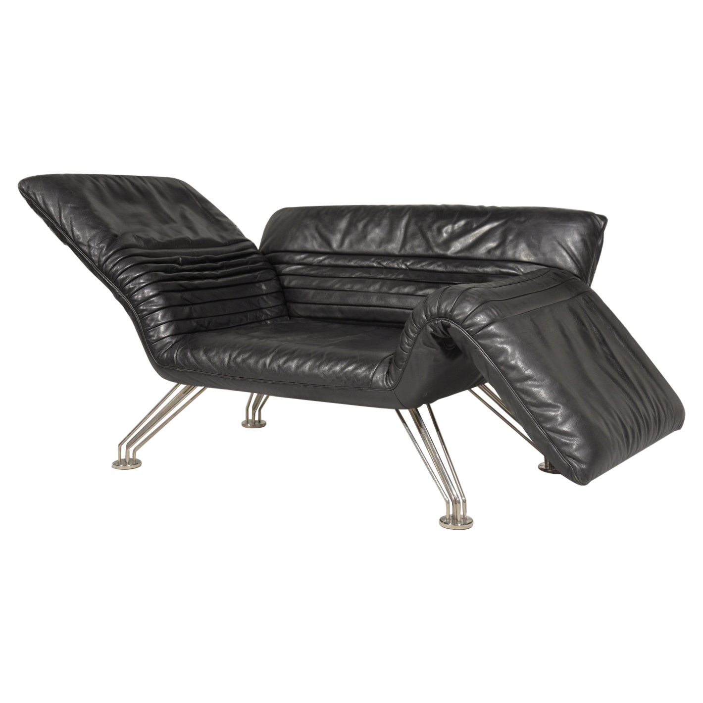 Vintage Art Deco Gold Leather Corner Chaise Lounge at 1stDibs