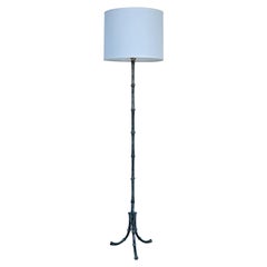 Faux Bamboo Brass Floor Lamp with Exotic Patina by Chapman, Bagues Style