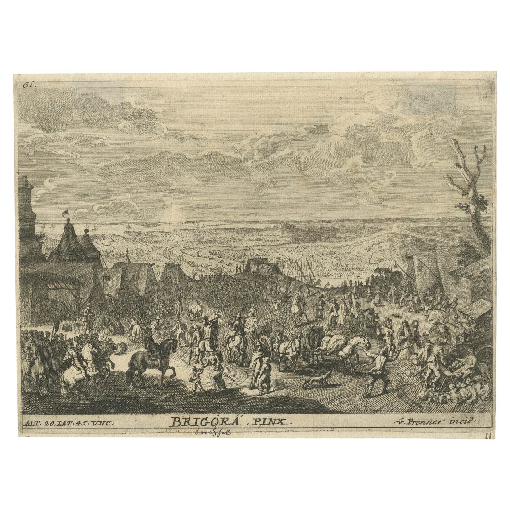 Old Print After A Painting in the Gallery of Paintings, Vienna, Austria, ca.1730 For Sale