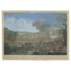 Antique Old Battle Print of Rossbach in Prussian Saxony, ca.1790