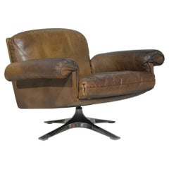 Vintage De Sede DS 31 Leather Swivel Lounge Armchair, Switzerland, 1970s