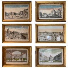 Set of Six 18th Century Gilt Framed Engravings of European Cities
