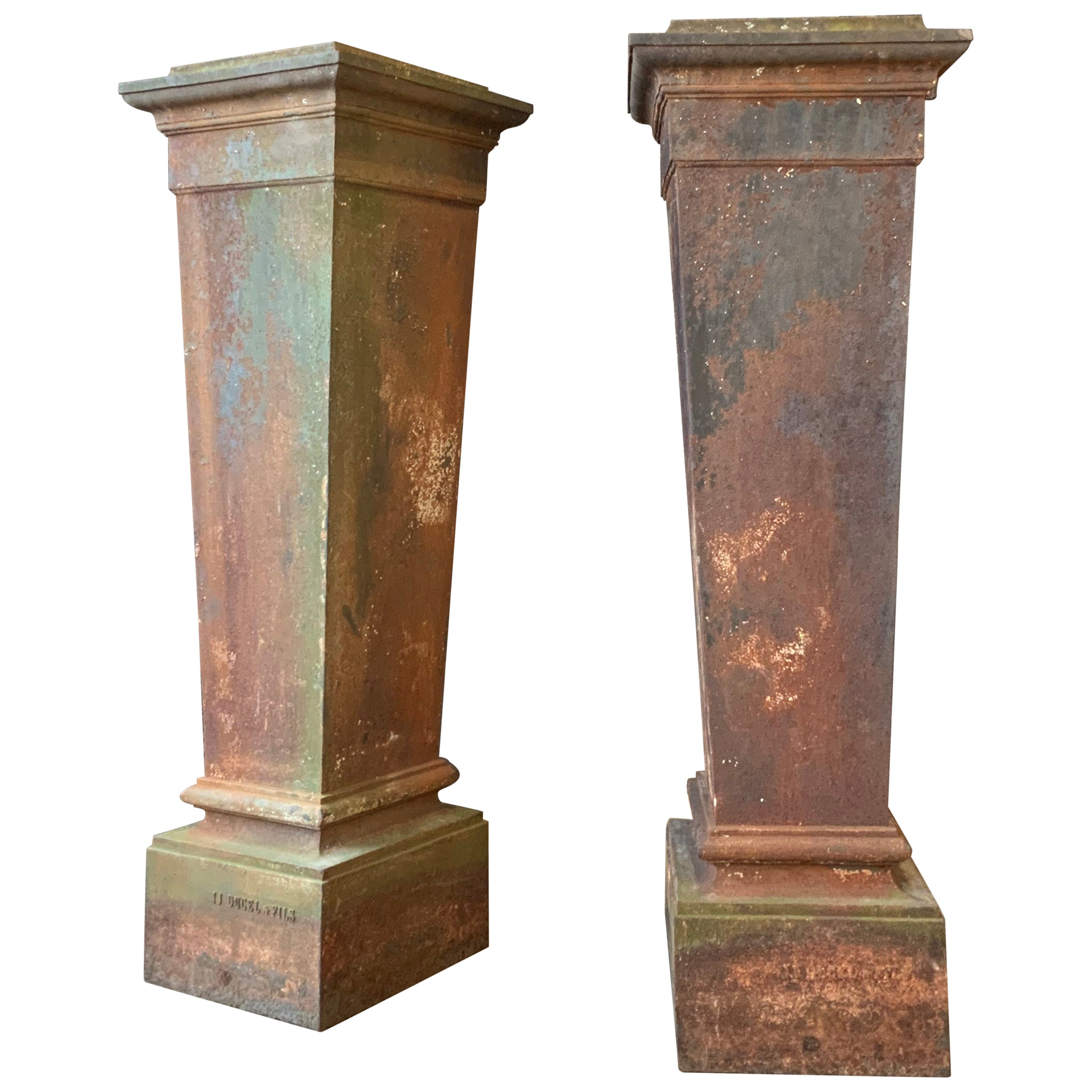 Pair of Antique French 19th Century Cast Iron Pedestals by Ducel et Fils