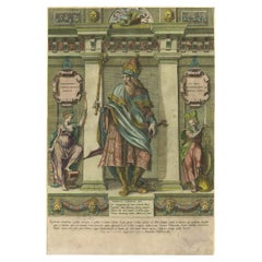 Rare Print of Sigebert I 'c.535 – c.575', the Germanic King of Austrasia, 1569