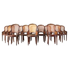 Set of Twelve French Louis XVI Style Caned Dining Chairs