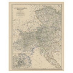 Old Map of the Austro-Hungarian Monarchy with an Inset of Vienna, 1882