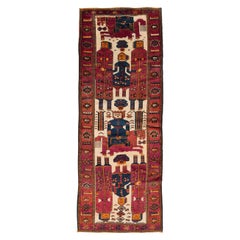 Tribal Mid-20th Century Handmade Persian Pictorial Bakhtiari Gallery Rug