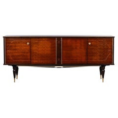 French Modernist Mahogany Buffet with Brass Trim