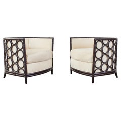 Pair of Laura Kirar for McGuire Rattan Barrel Lounge Chairs