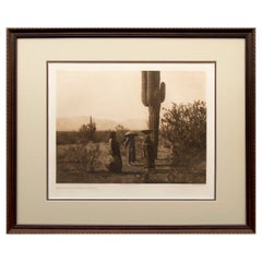 Saguaro Fruit Gatherers, Maricopa by Edward S Curtis, Vintage 1907 Photogravure