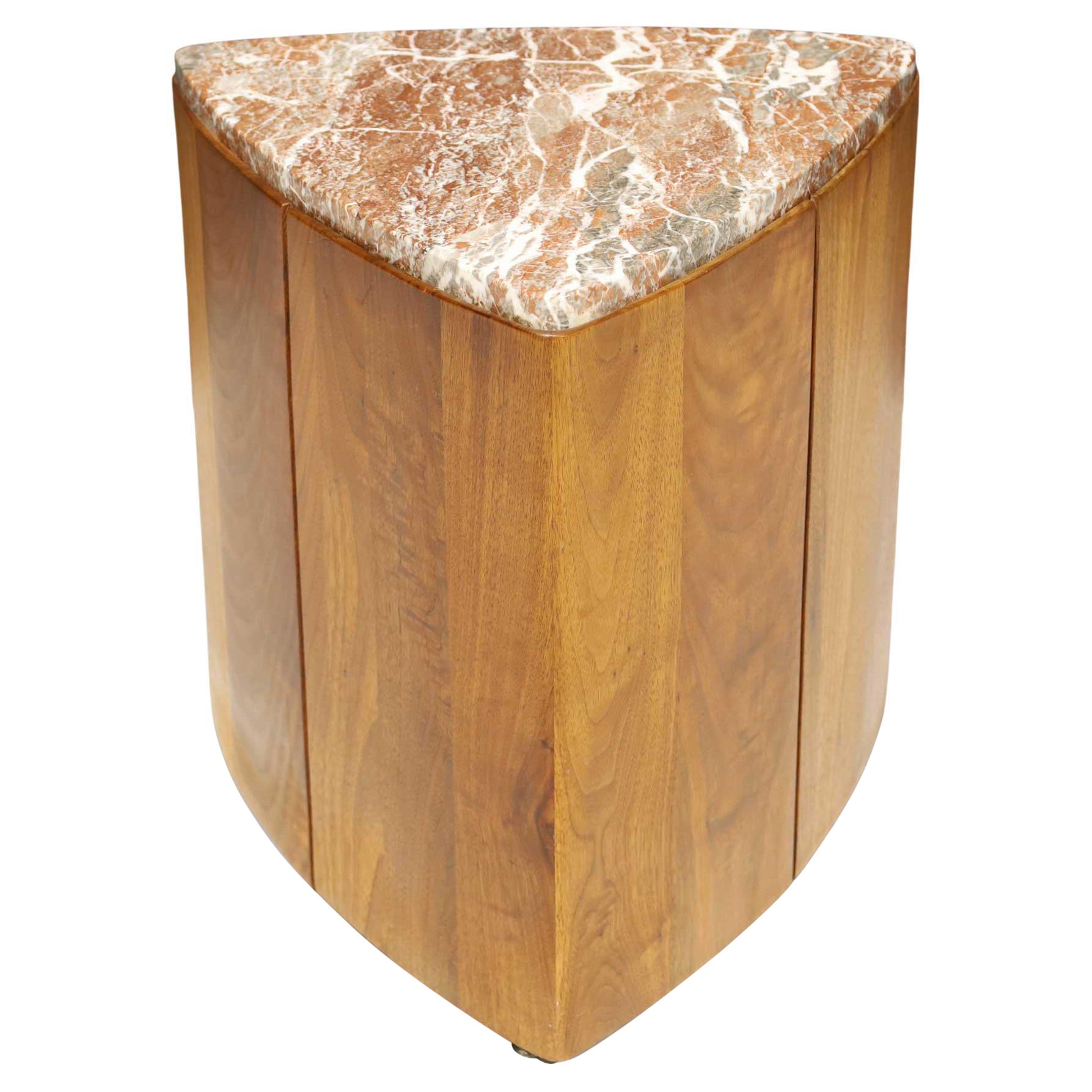 Phillip Lloyd Powell Side Table in Walnut and Marble For Sale