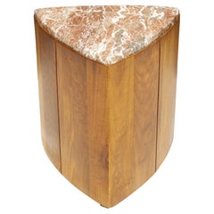 Retro Phillip Lloyd Powell Side Table in Walnut and Marble