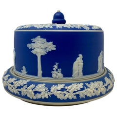 Ancien plat à fromage ou à gâteaux couvert en porcelaine anglaise, vers 1910-1915