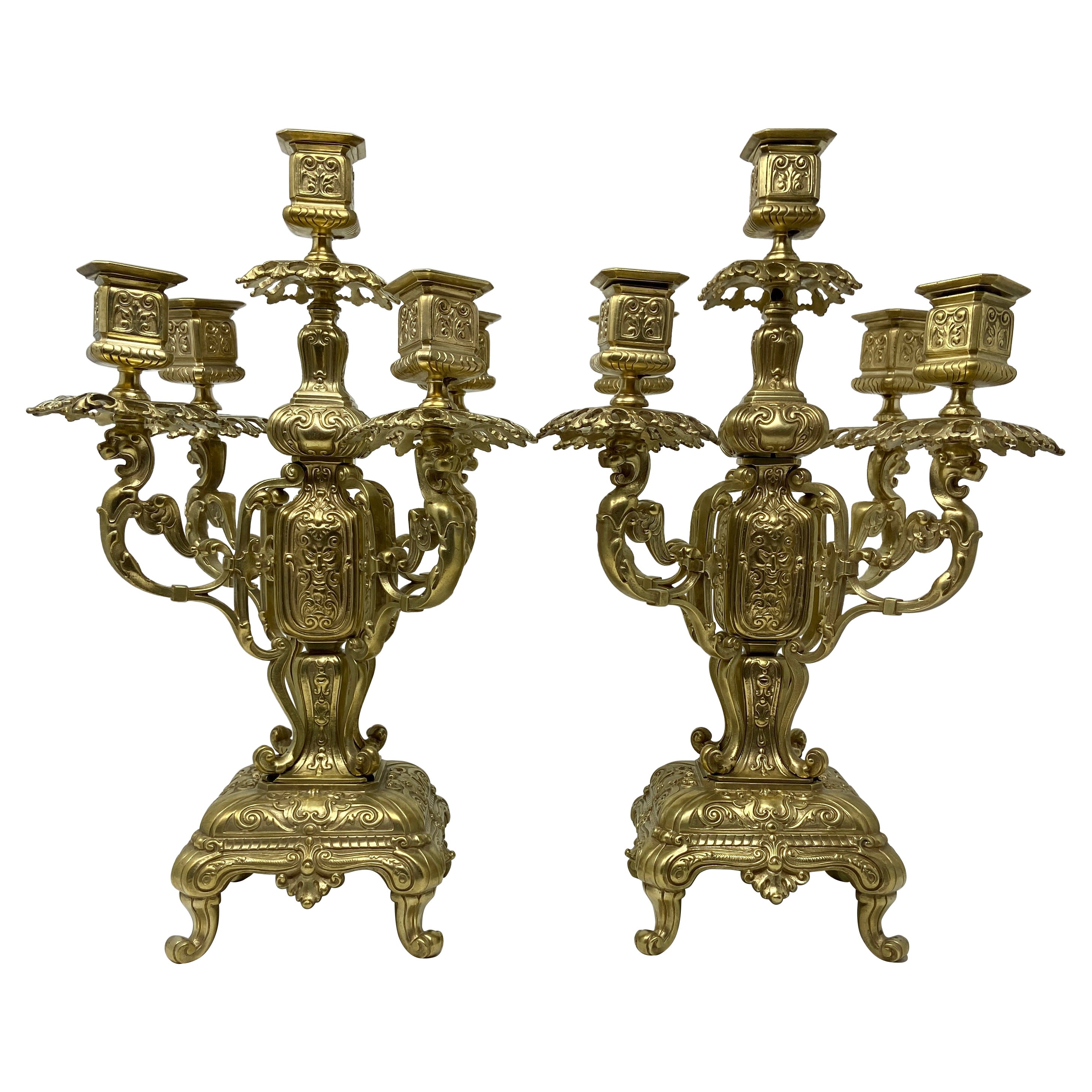 Flowers Candelabra, Gilt Brass and Bronze, circa 1880 at 1stDibs