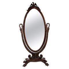 Antique American Empire Style Zoomorphic Design Cheval Mirror