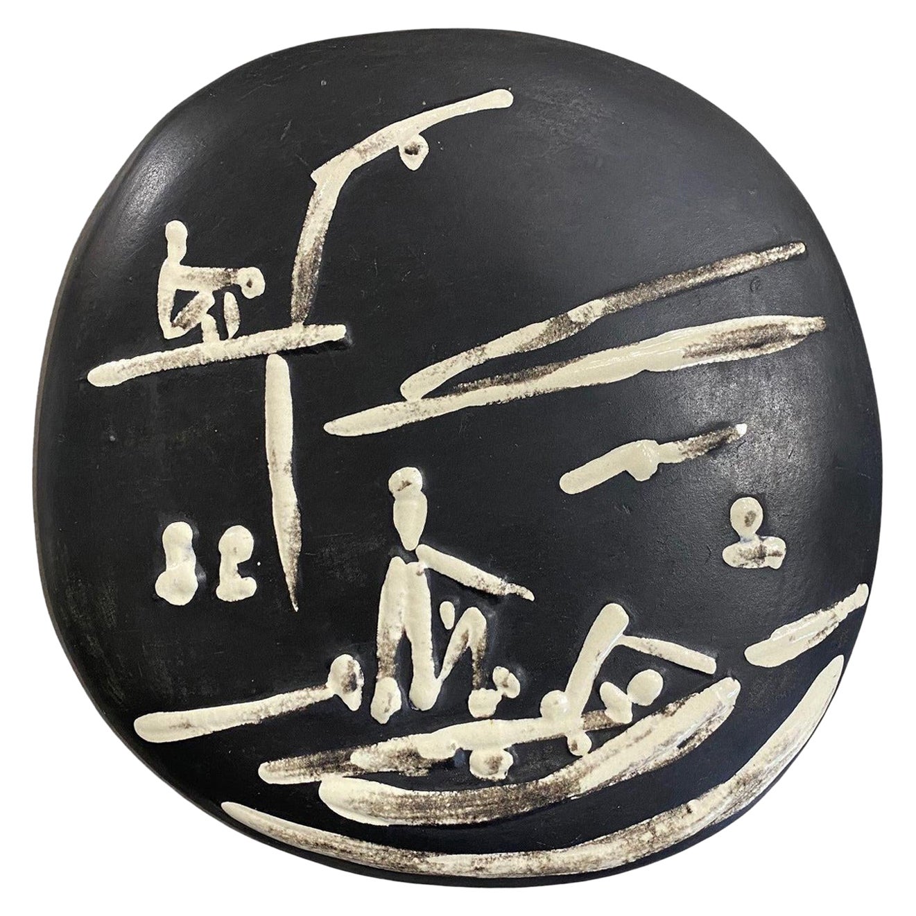 Pablo Picasso Signed Ceramic Plate, Scène De Plage Edition Picasso Madoura, 1956