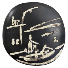 Pablo Picasso Signed Ceramic Plate, Scène De Plage Edition Picasso Madoura, 1956