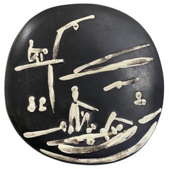 Pablo Picasso Signed Ceramic Plate, Scène De Plage Edition Picasso Madoura, 1956