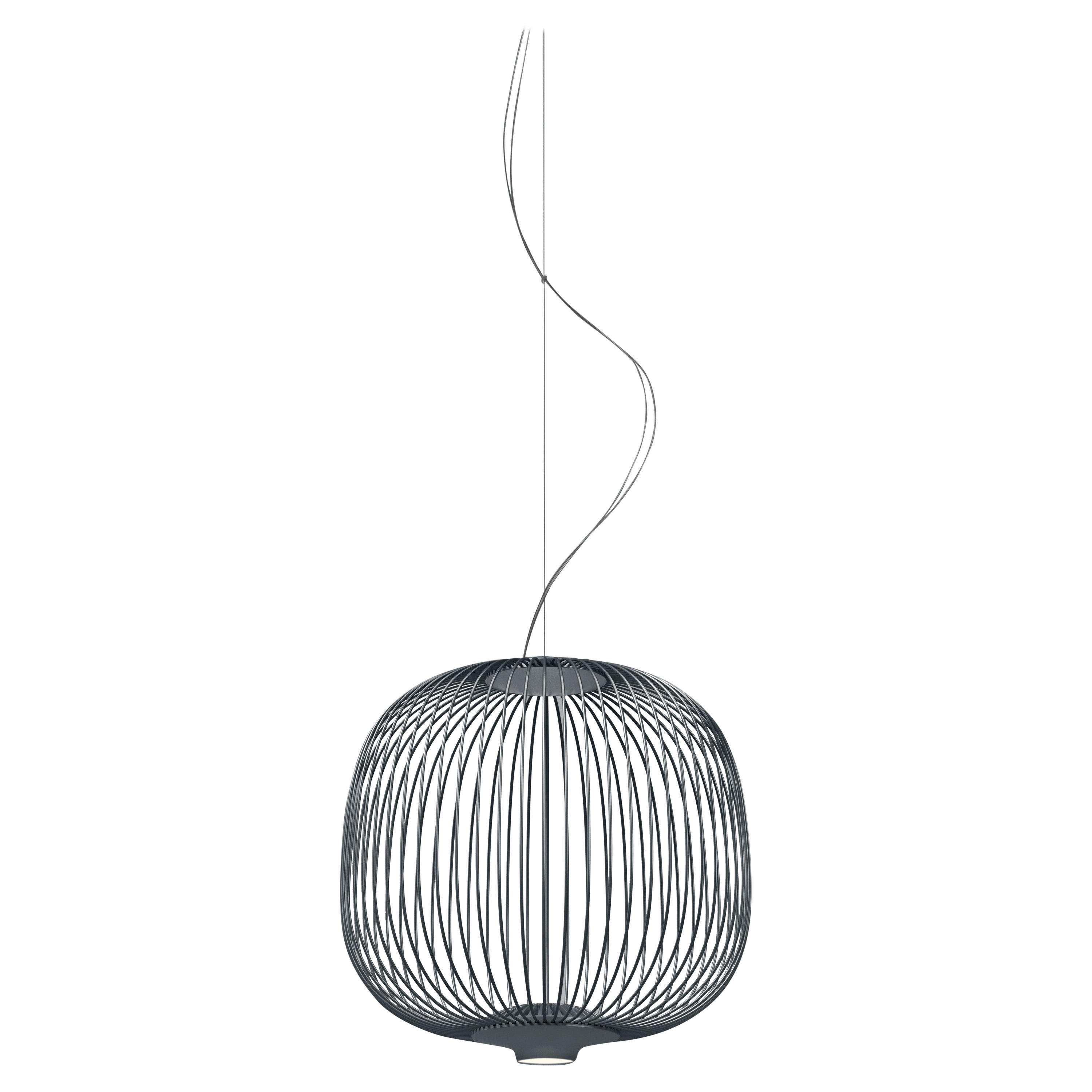 Foscarini Spokes 2 Piccola Suspension Lamp in Graphite by Garcia and Cumini