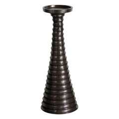 Contemporary Hand Repoussé Tang Candlestand in Black Copper by Robert Kuo
