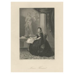 Antique Old Portrait of Habsburg Ruler Maria Theresa Walburga Amalia Christina, C.1850