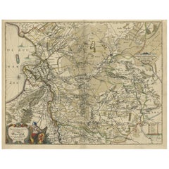 Attractive Original Map of the Province of Overijssel, the Netherlands, Ca.1700