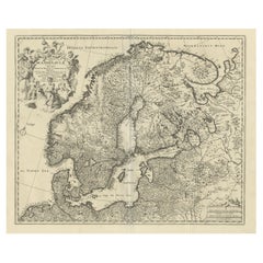 Grande carte ancienne de la Scandinavie incluant la Finlande, la Russie orientale et les Baltices, C1680