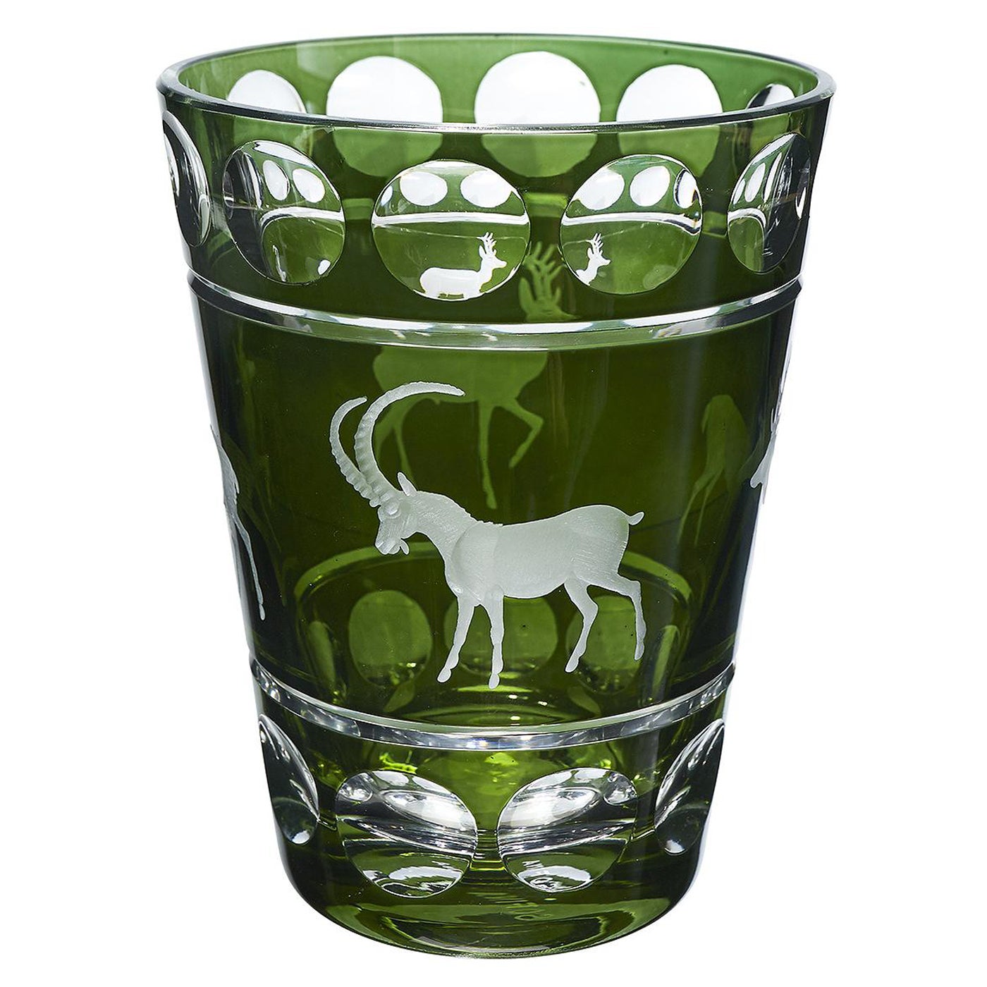 Vase en cristal de la Forêt-Noire avec décor de chasse vert Sofina Boutique Kitzbuehel en vente