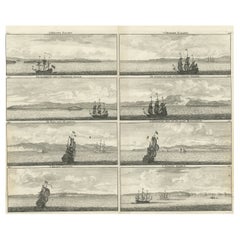 Old Original Engraving with Coastal Views of Arabia, 1711