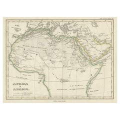 Ancienne carte originale de l'Afrique et de l'Arabia, 1848