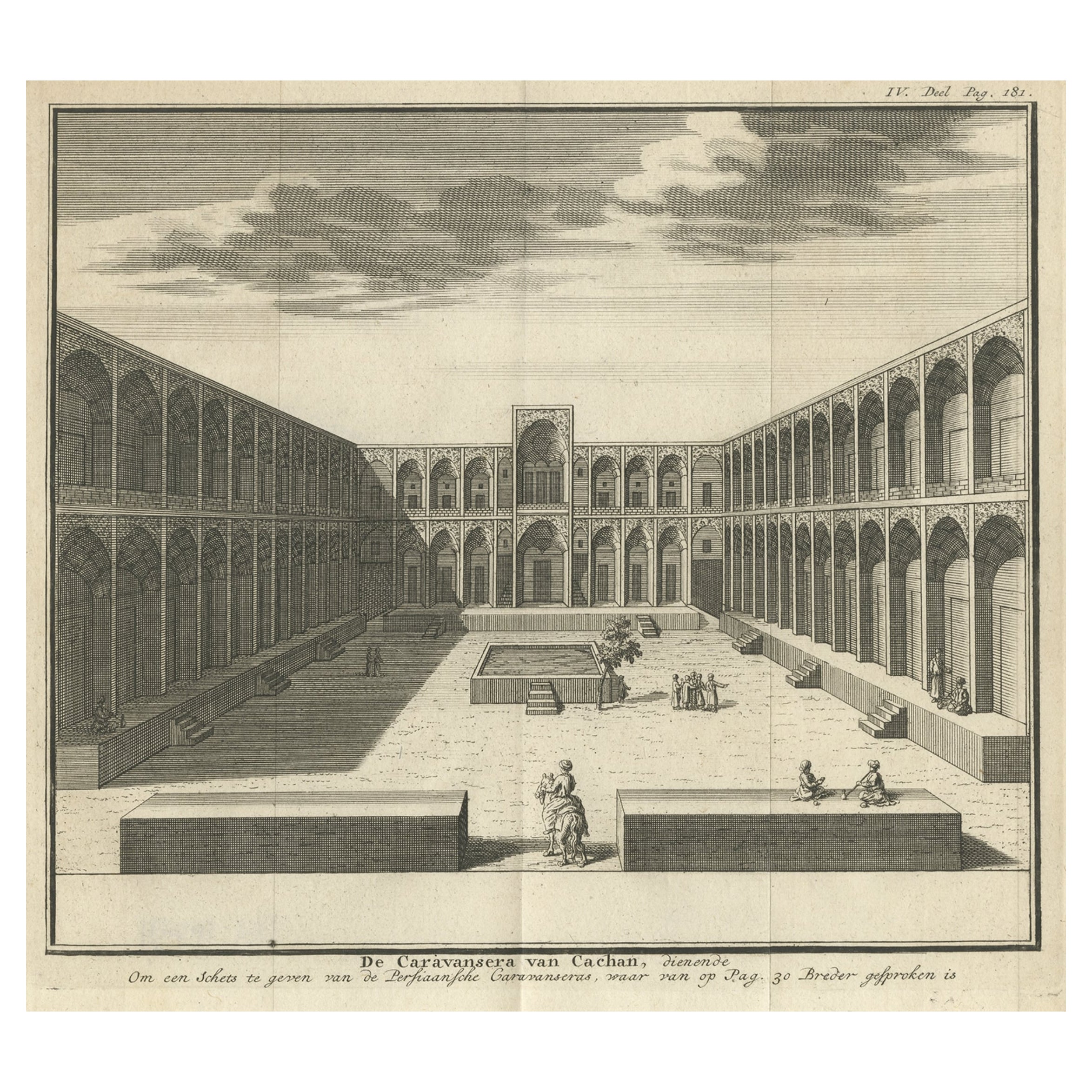 The Courtyard of the Caravansery in Kashan 'Isphahan Province in Iran', 1732 For Sale