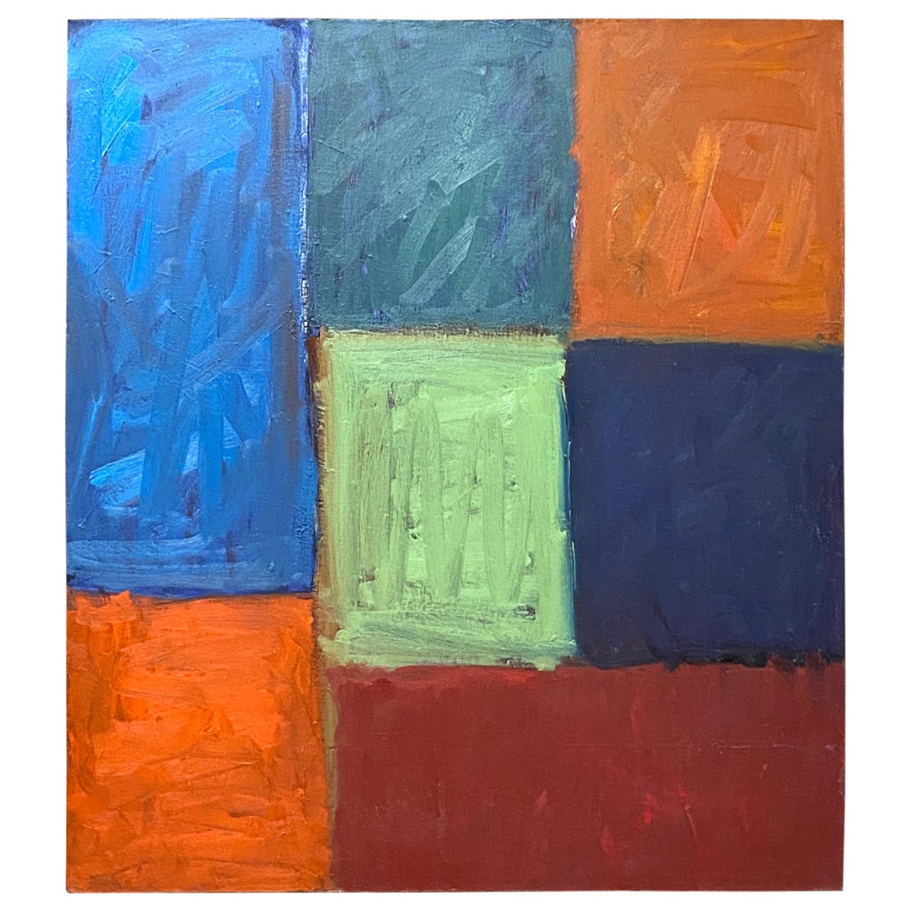 Pintura abstracta de gran campo de color de los años 70 de Linda Hopkins