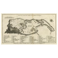 Carte détaillée de l'île du Gore au large de la côte de Dakar, Senegal, 1747