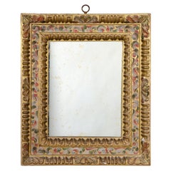Spanish Baroque Giltwood and Painted Mirror