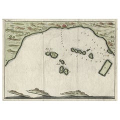 Antique Small Early 18th Century Map of Banten Bay on the Island Java, Indonesia, c.1725