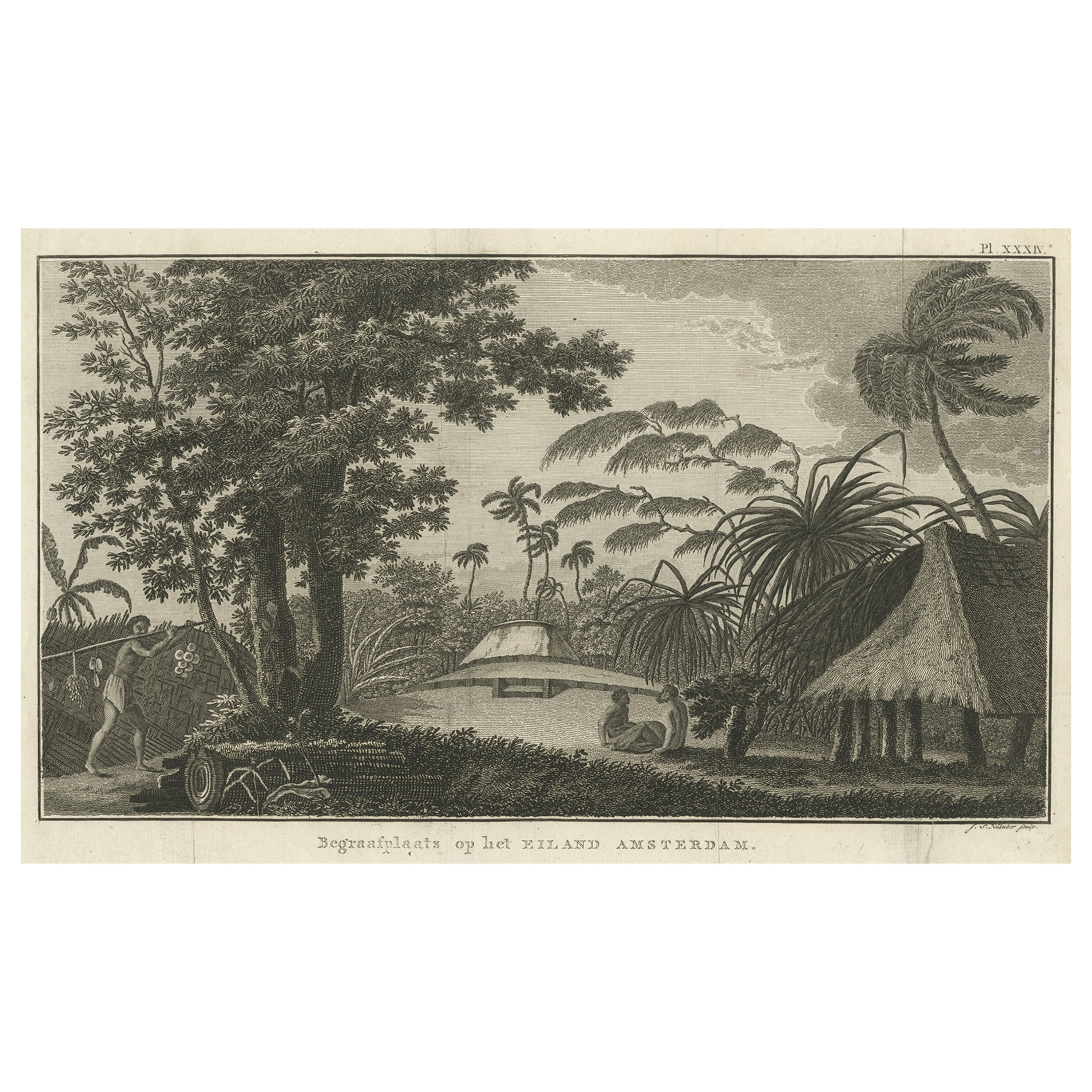 Cemetery on Amsterdam Island, French Territory in the Indian Ocean, ca.1785 For Sale