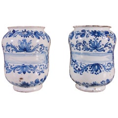 Antique A set of Three 18th Century Italian Maiolica Albarelli/Albarello Ceramic Vase 