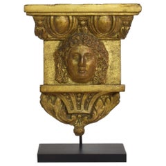 Late 18th Century Italian Giltwood Neoclassical Ornament with Head